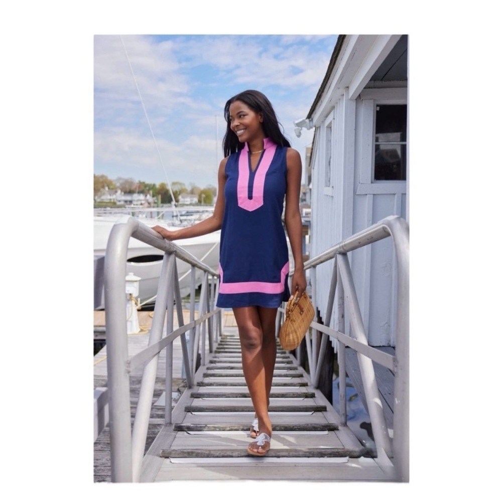 Sail to Sable Navy and Pink Swim Cover-Up